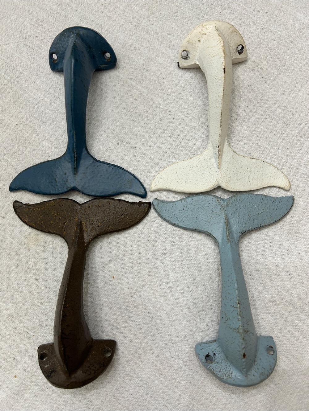 Decorative Whale Tail Wall Hooks - Blue, White, Brown, Light Blue